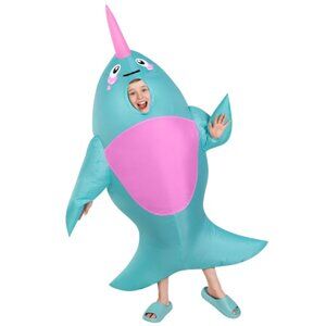 Child Girls Morph Costumes Inflatable NARWHAL Halloween Costume OSFM Blow Up NWT